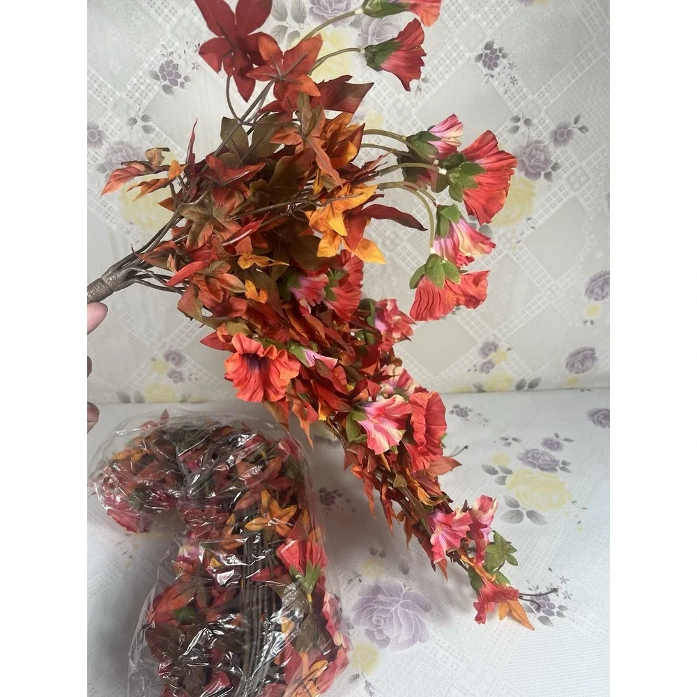 Artificial Hanging Flowers Plants‎ for Outdoor Fall Decoration, 2PCS Faux Silk.